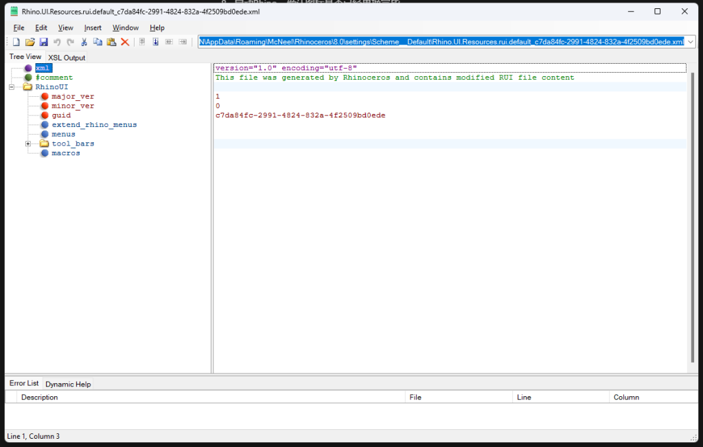 Rhino 8 default scheme XML structure