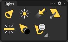 Close-up of yellow RhinoUI lighting icons