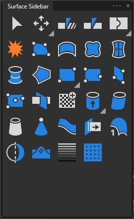 Close-up of RhinoUI surface sidebar icons