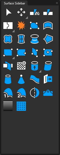 RhinoUI Surface Sidebar with blue surface command icons