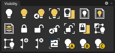 RhinoUI Visibility toolbar with state-based command colors
